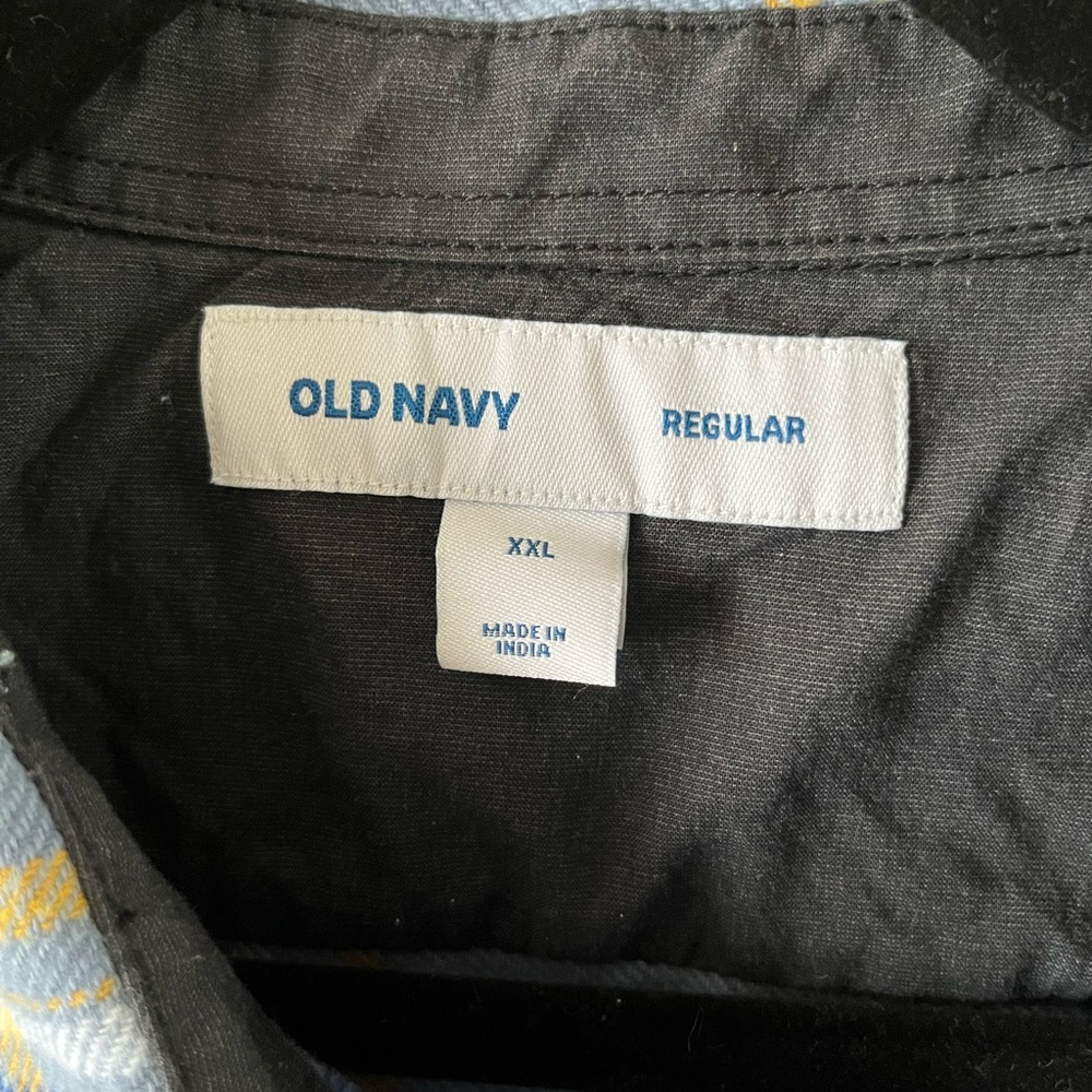 Old Navy Men’s XXL Blue Plaid Heavy Flannel Shacket Cotton EUC Light Jacket Soft - Picture 5 of 7